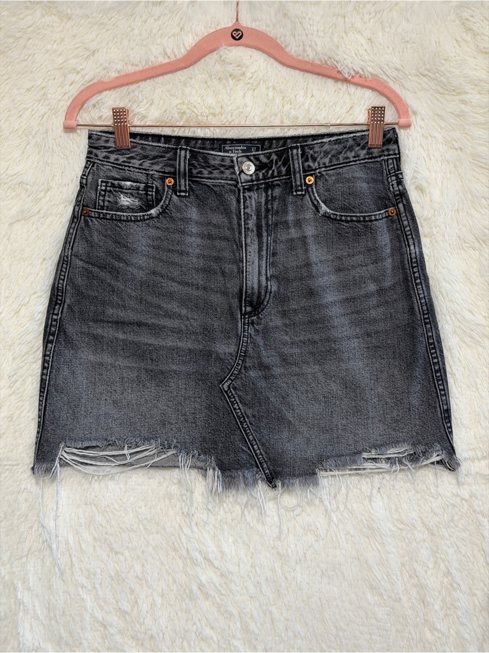 Abercrombie & Fitch Women Zoe Natural Rise Vintage A-Line Jean Skirt 27/4R Black